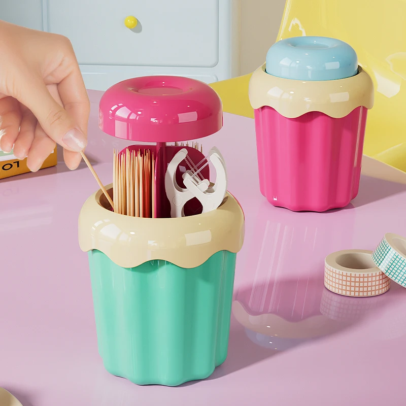 甜品牙签盒牙签筒牙线盒家用2025新款自动弹出牙签罐收纳盒高颜值