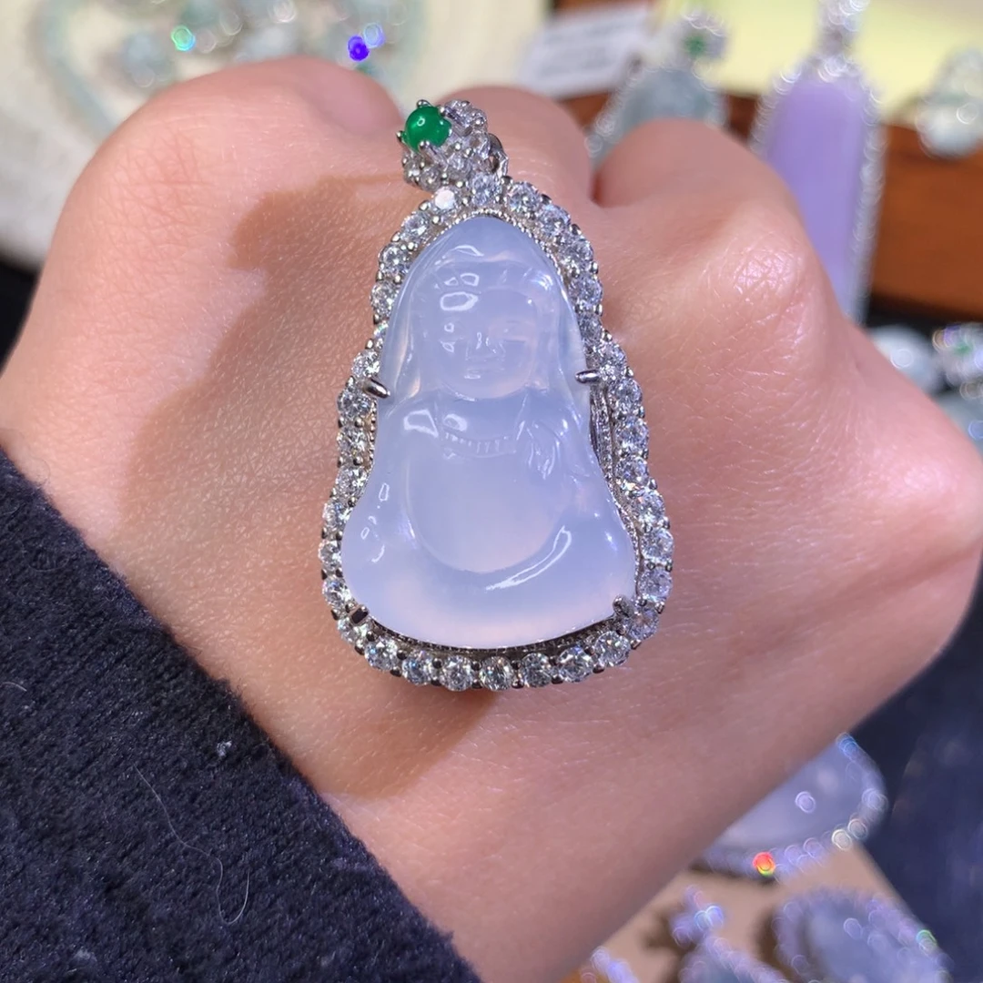 翡翠银S925镶嵌颈饰宝宝观音