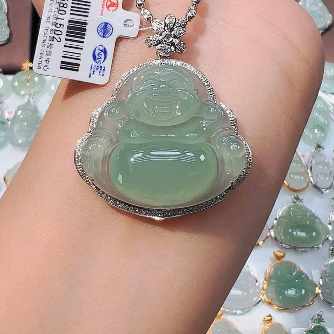 吊坠(不含链)18K金镶嵌翡翠佛公