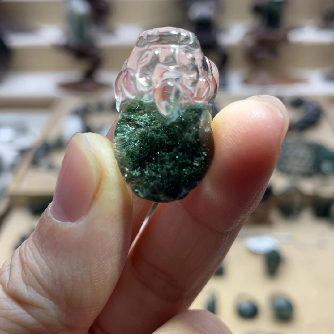 水晶未镶嵌颈饰绿幽灵聚宝盆貔貅