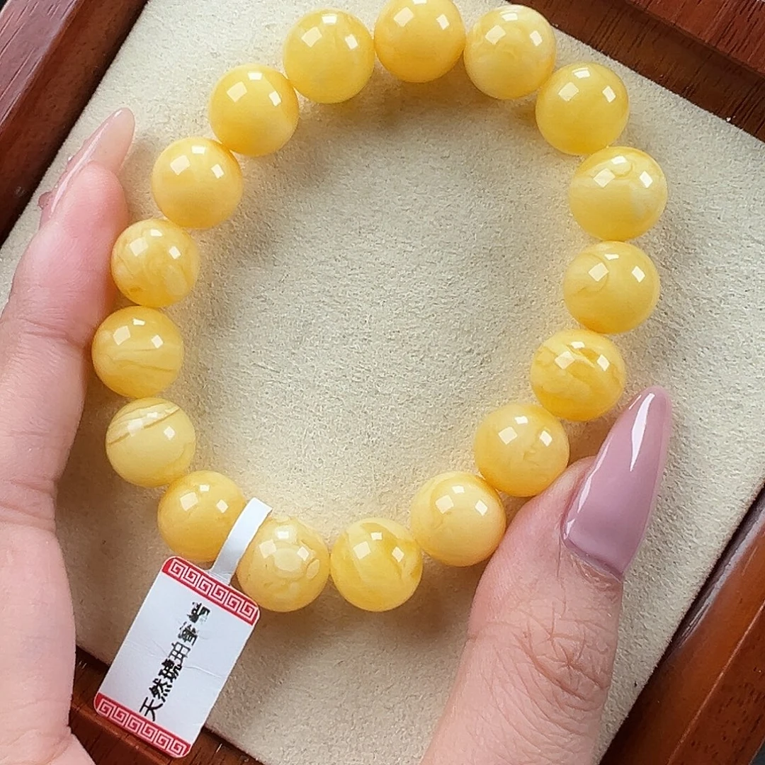 琥珀未镶嵌手链12mm+焦皮料19.7