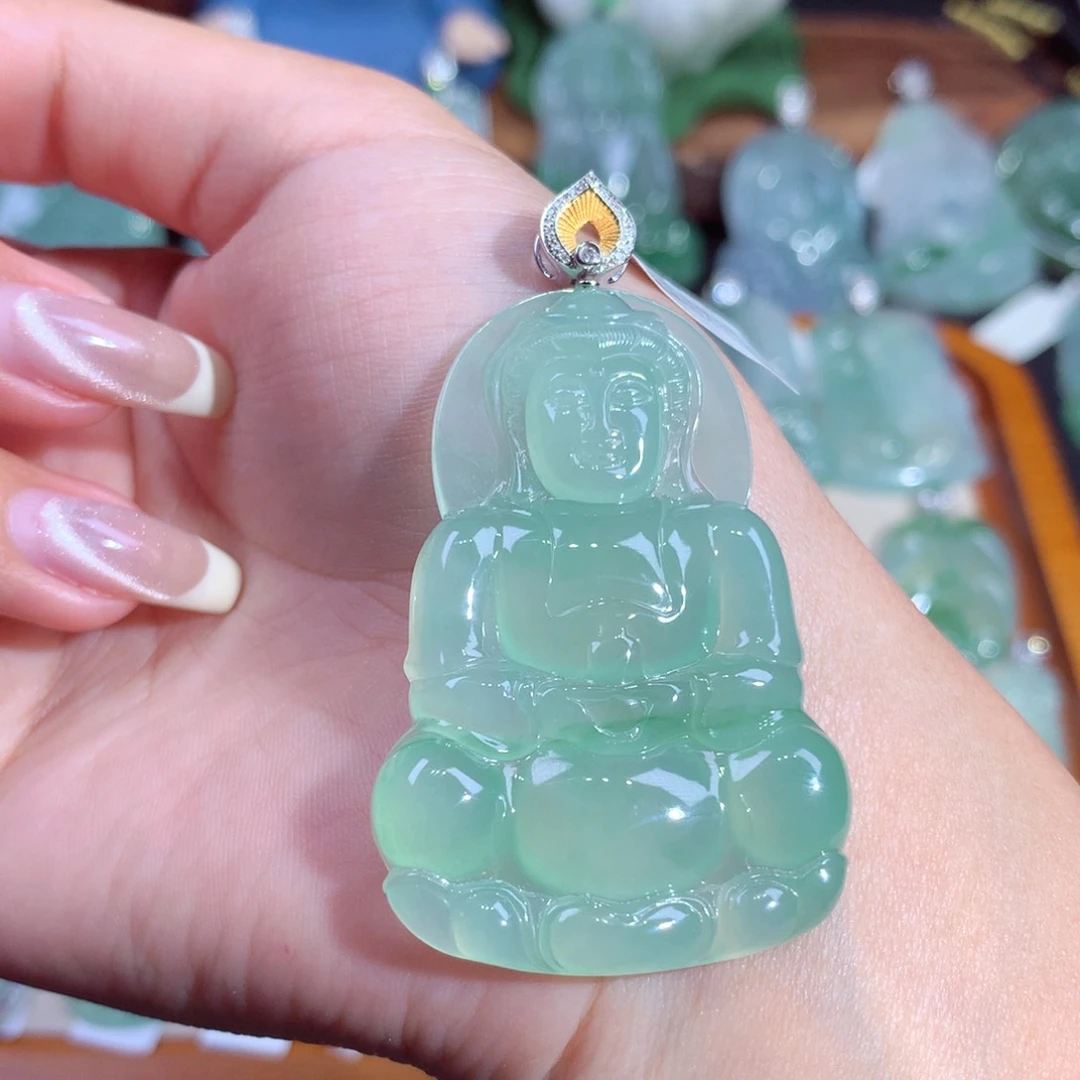 翡翠18K金镶嵌吊坠(不含链)