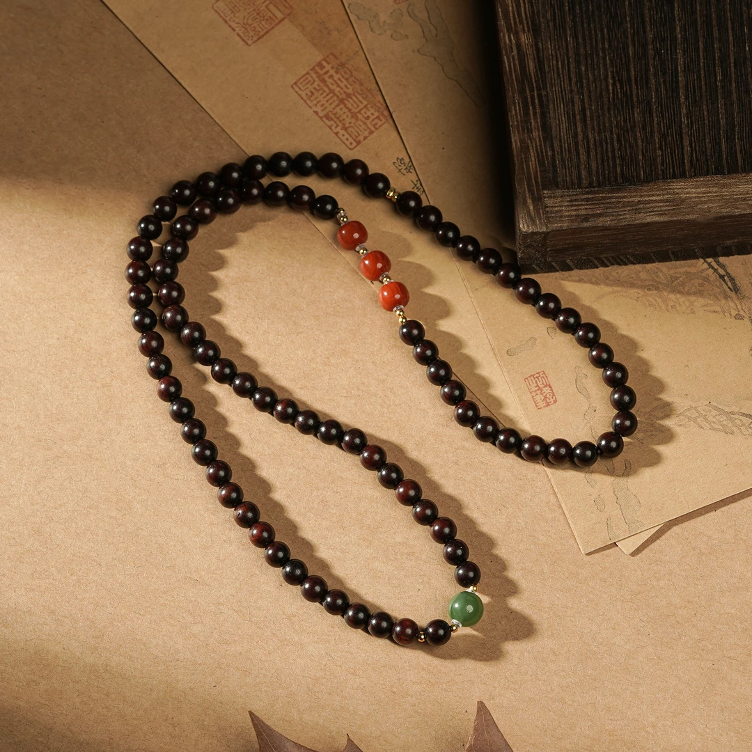 【怀夕】小叶紫檀顶珠6MM多圈手串