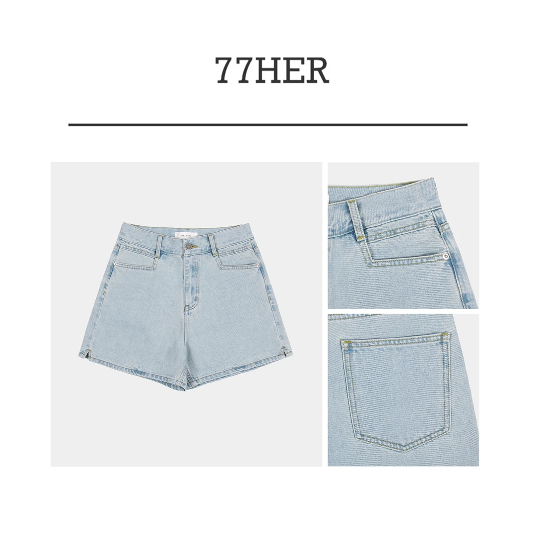 77her 春日出街百搭复古风单品水洗质感重工好搭配牛仔短裤