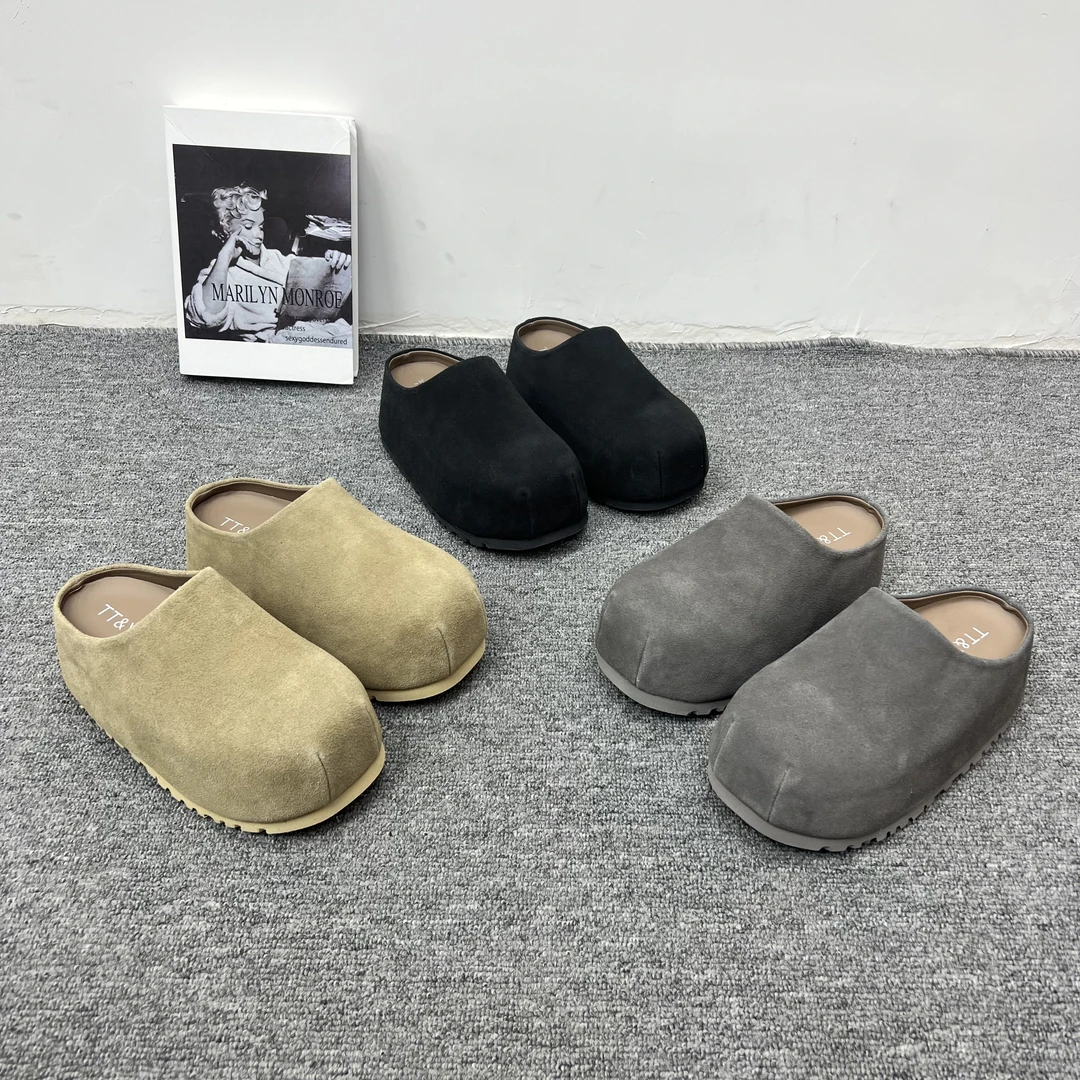 休闲舒适简约鞋托纯色软底厚底半拖日式