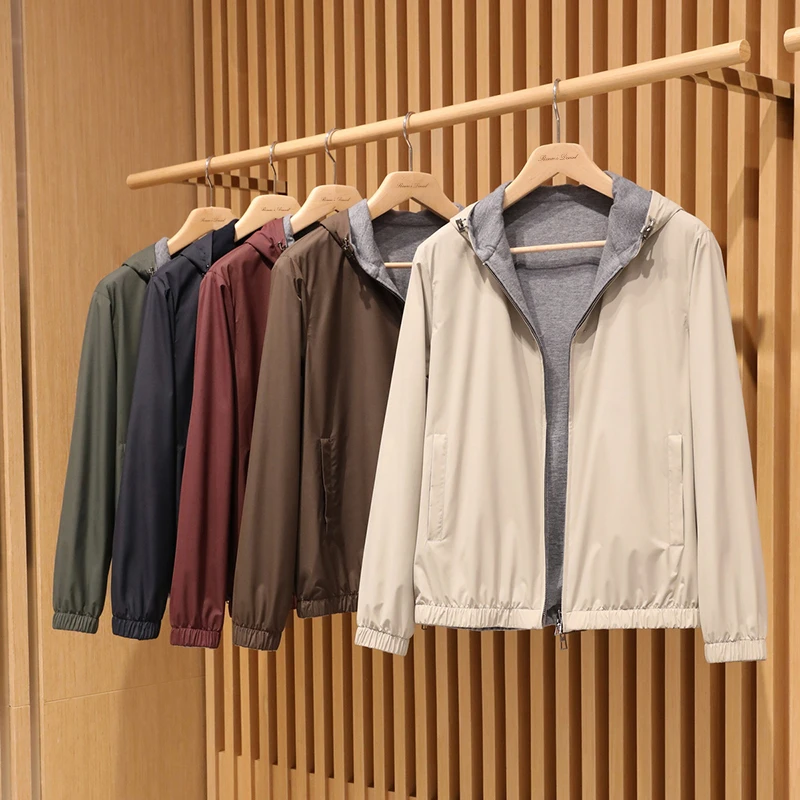 【233105261】L*P意大利Olmetex 男士双面穿100%全羊绒连帽外套