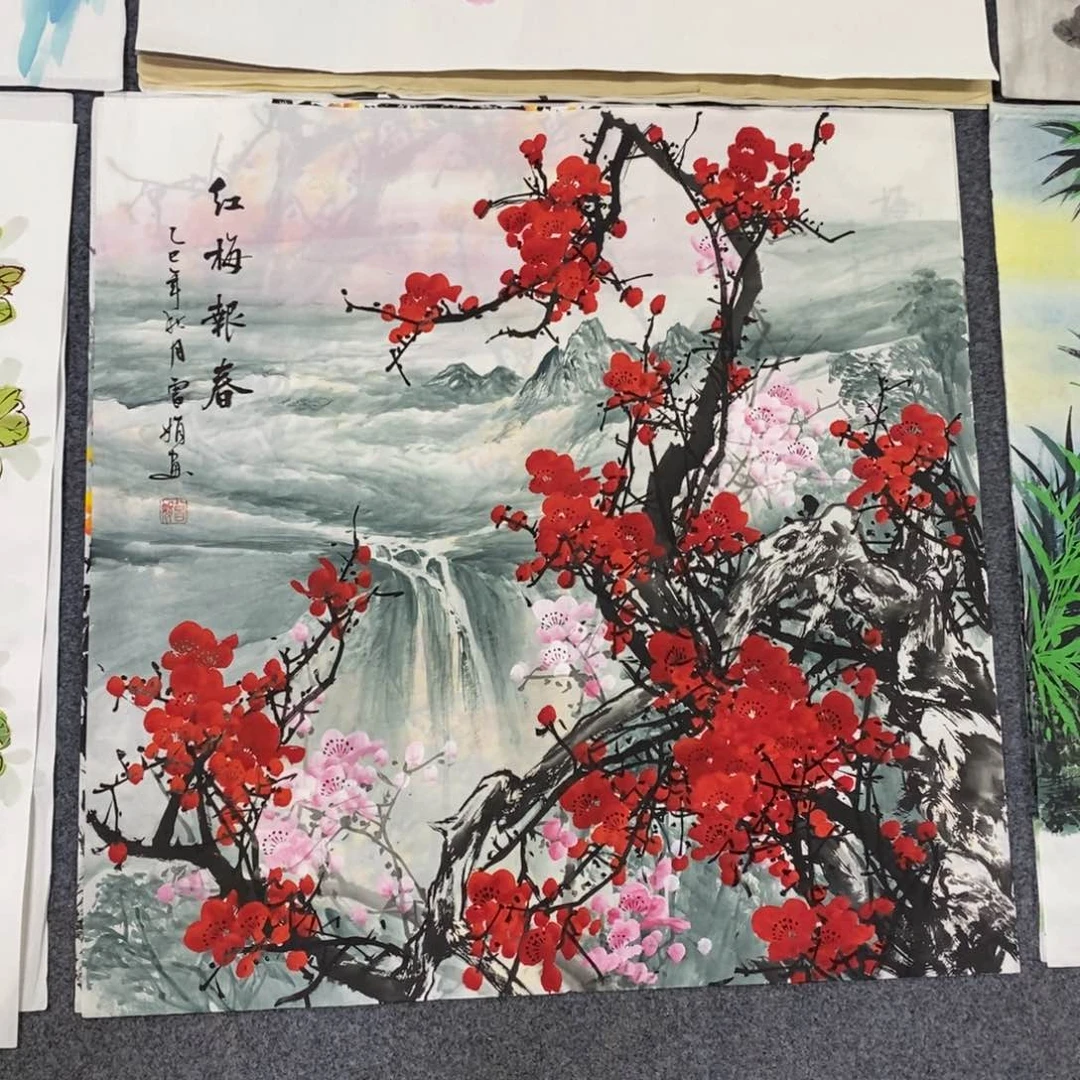 国画尺寸70✖️70精品斗方手绘画