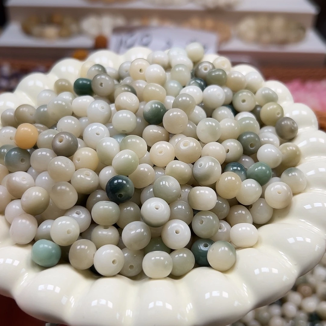 手串菩提根/象牙果微瑕卡10玉化飘花绿苹果1000颗