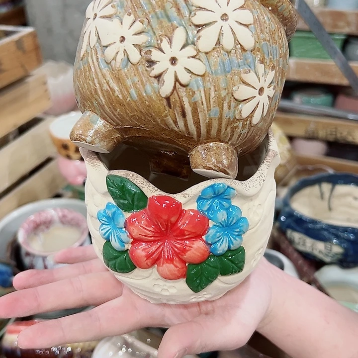 有孔.凑满10元发货多肉陶瓷花盆！