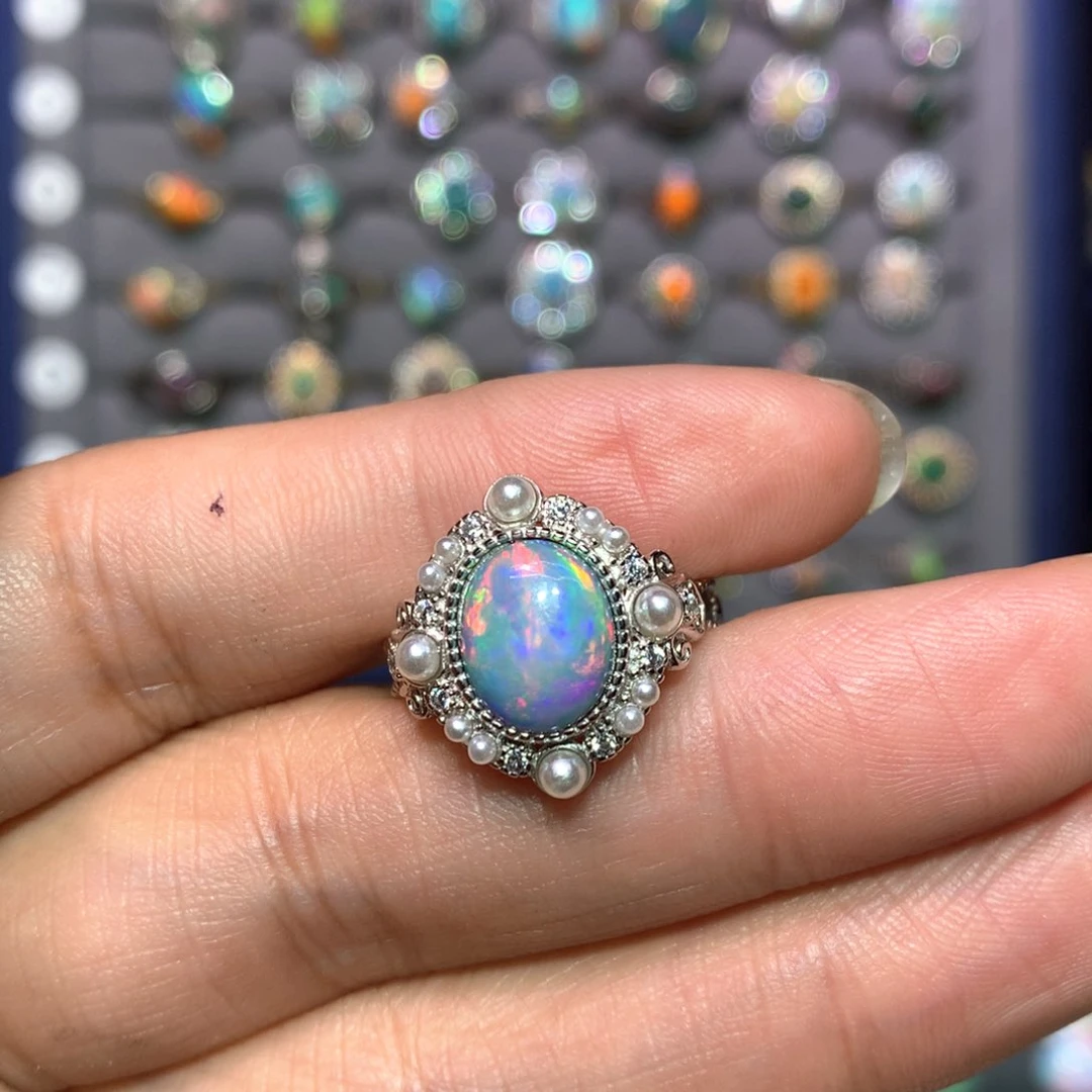 欧泊戒指款式银S925镶嵌