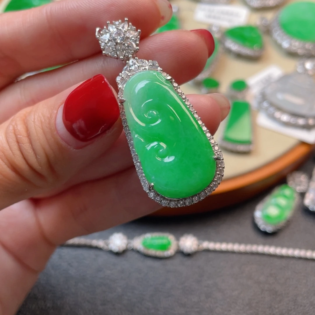 翡翠吊坠(不含链)银S925镶嵌