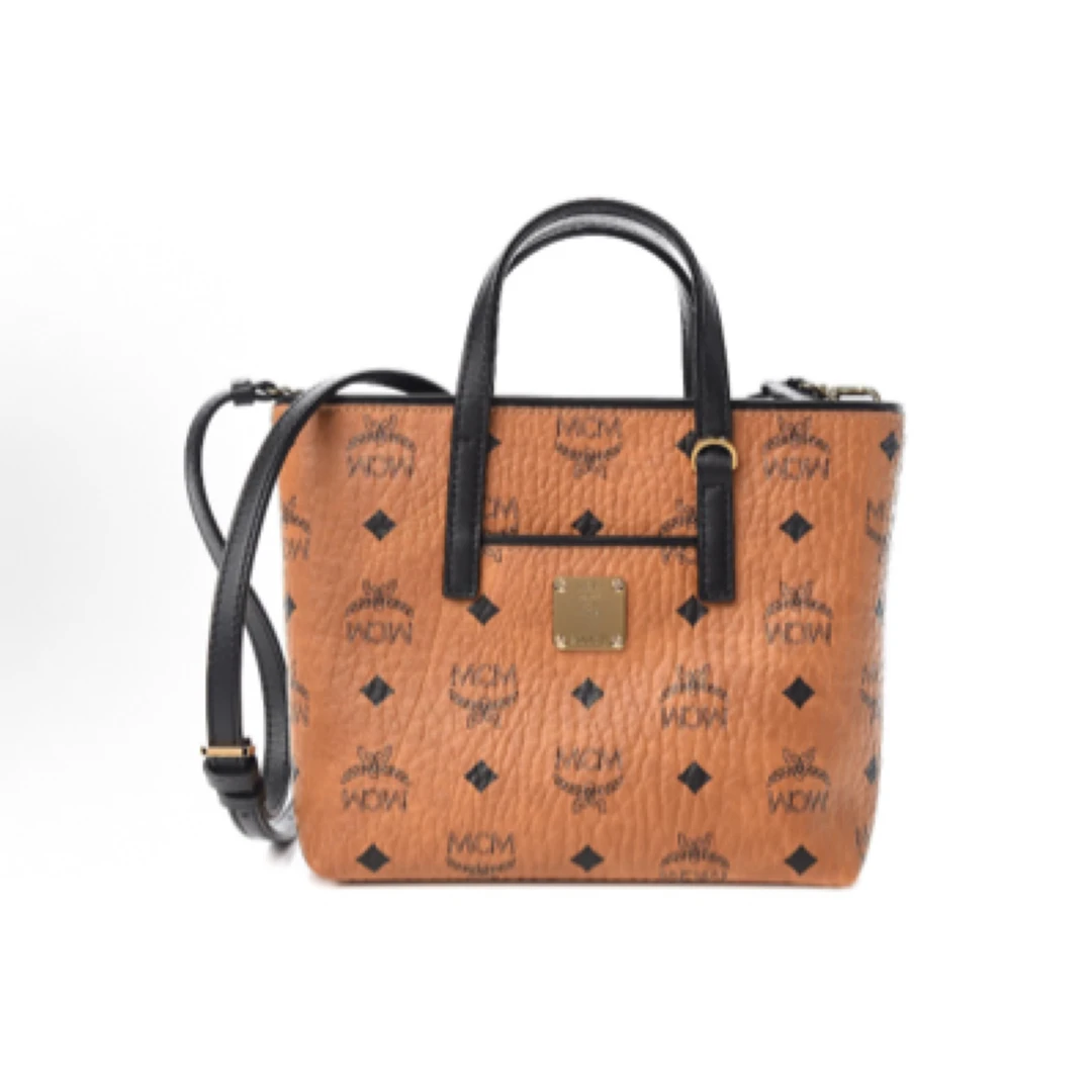 99新 MCM 干邑色拼黑 mini菜篮子/1909