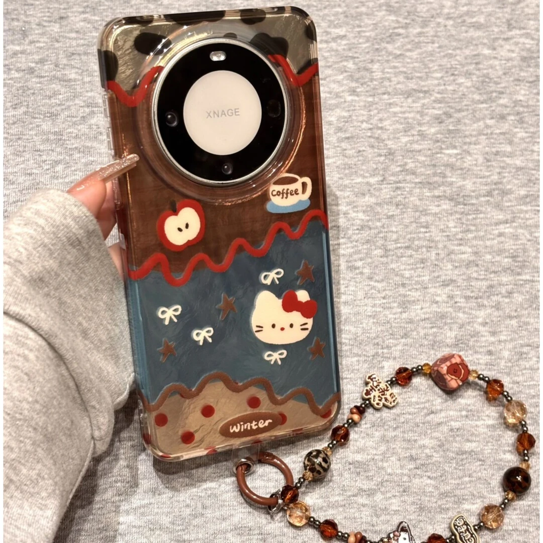 适用华为mate70pro+手机壳p70新款复古蓝棕可爱KT猫mate60pro女款