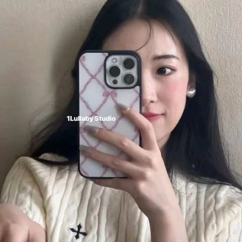 韩版菱格蝴蝶结16promax手机壳适用苹果11高级12新款13女款14/15