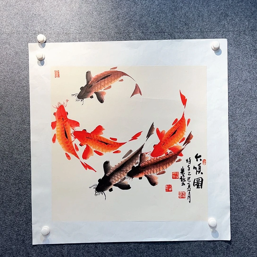 国画纯手绘画心原创