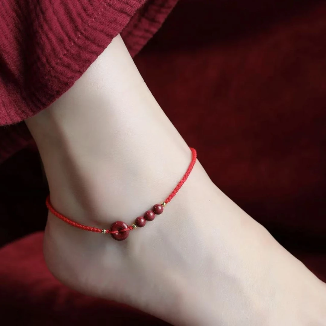 含辰砂工艺品（朱砂）三生三世 紫金色时尚平安扣手.脚链赠证+礼盒