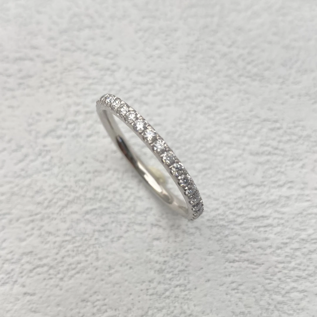 铂金PT950单排戒指百搭气质精致指环镶嵌闭口小众公主满钻