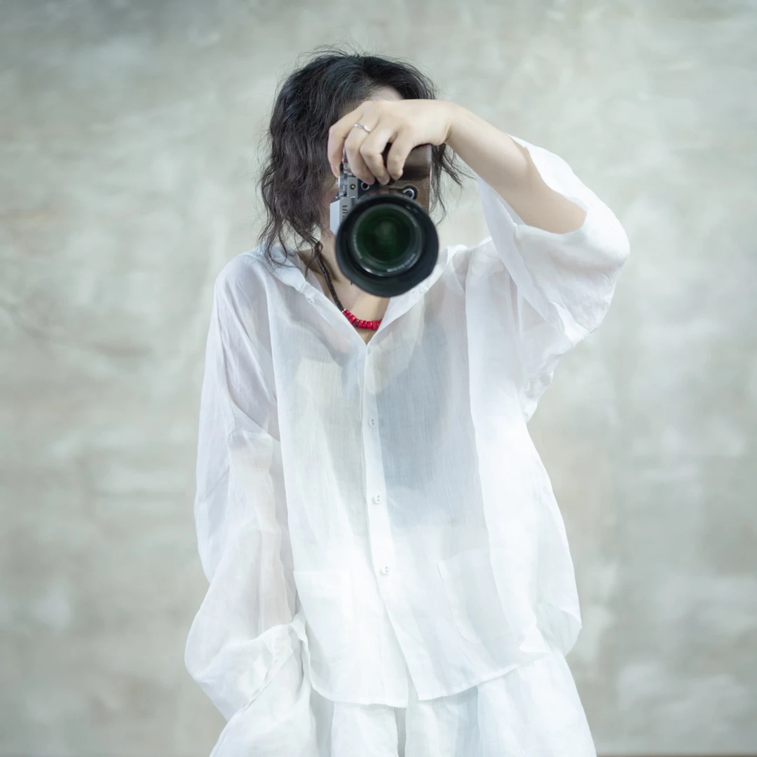 喜卓624225苎麻连帽休闲宽松文艺百搭款衬衫