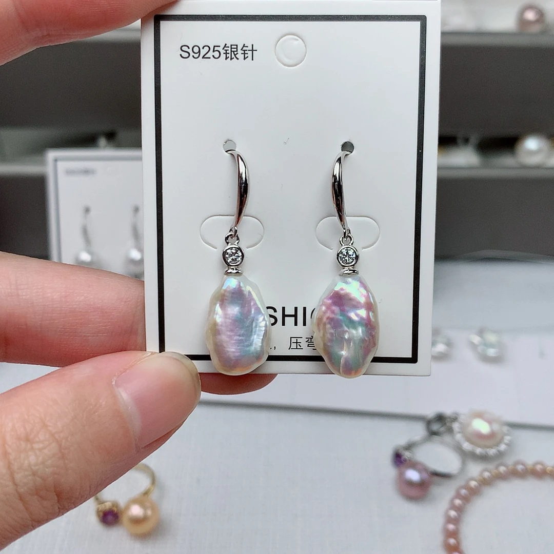 淡水珍珠耳饰银S925镶嵌
