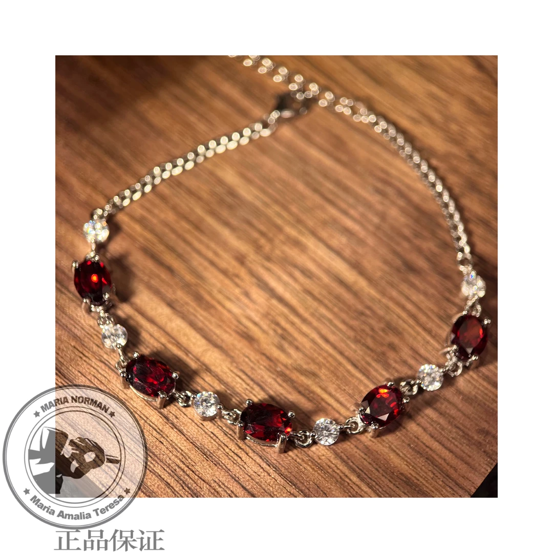 M0452 意 ✪【赤晶琉璃】Glazed Garnet S925银手链 石榴石﹝7*5﹞