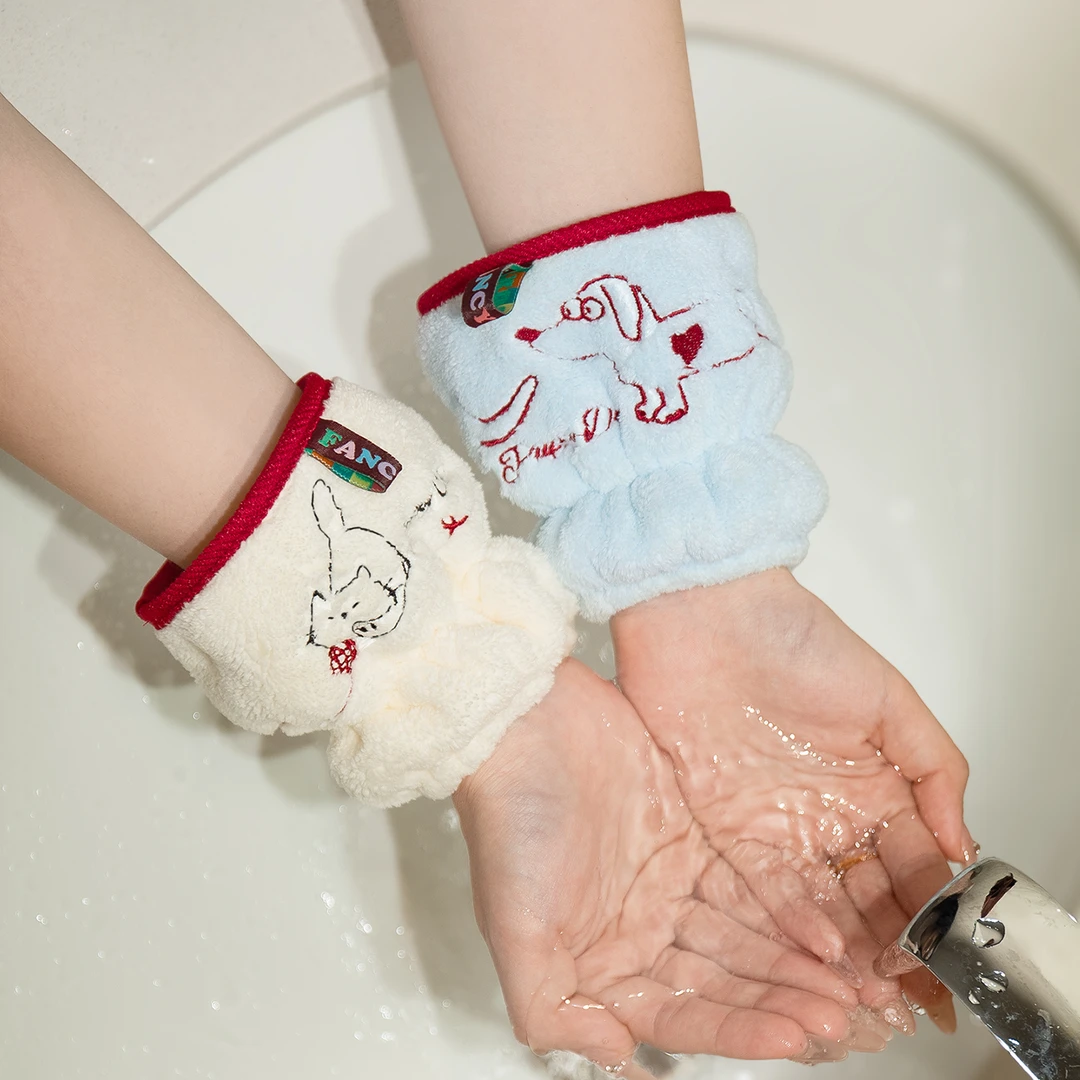 洗脸手腕带毛巾吸水防湿袖女卸妆防水护腕袖套洗漱洗手套手环