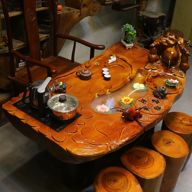 根雕茶台整体树根茶桌椅楠木组合茶几家具木雕雕刻Y10790