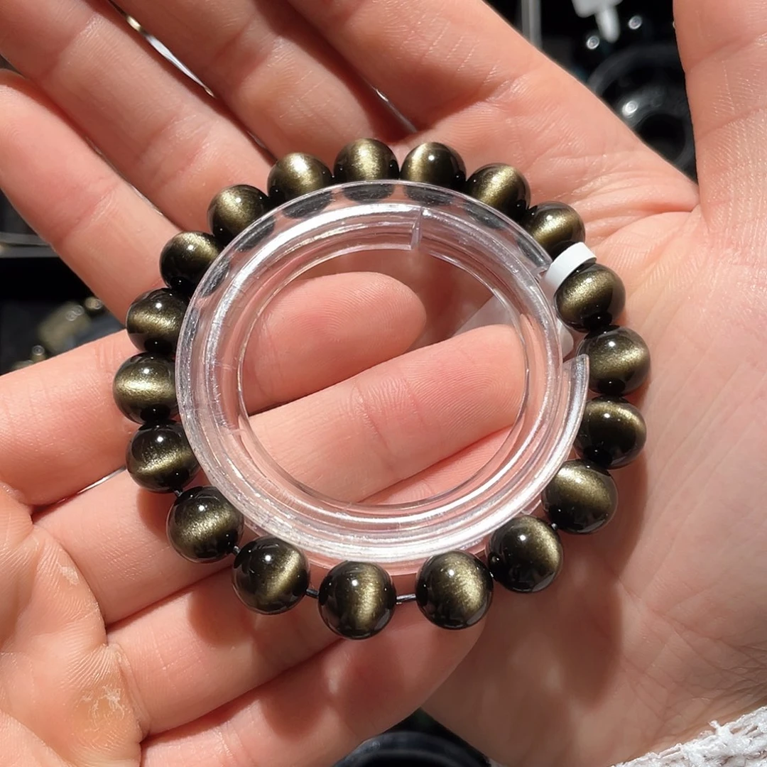 黑曜岩未镶嵌手串青*