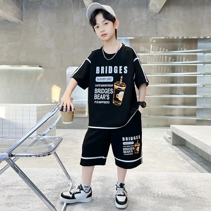 男童夏季套装新款夏装短袖中大儿童运动酷帅气时髦潮BF476