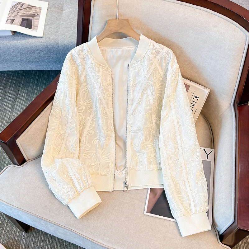 【送运费险】白色气质蕾丝外套女薄款春夏季新款休闲时尚短款防晒衣