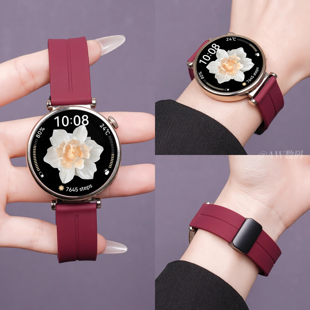 aw适用华为gt5表带gt4/3女表液态硅胶watch5磁吸扣腕带fit4夏天女
