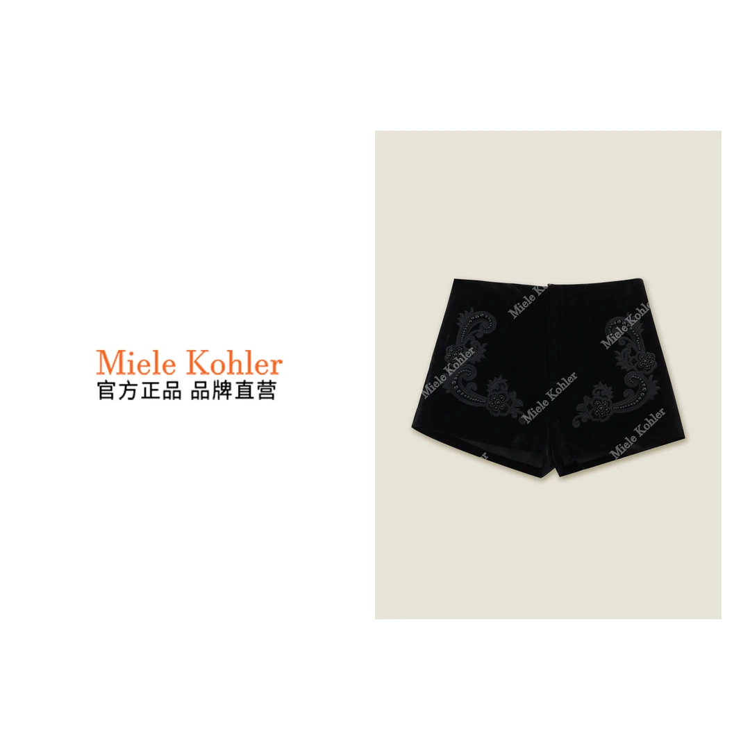 国风宫廷珍珠钉珠刺绣图案气质中式短裤MKOMB52261【澳门小源同款】