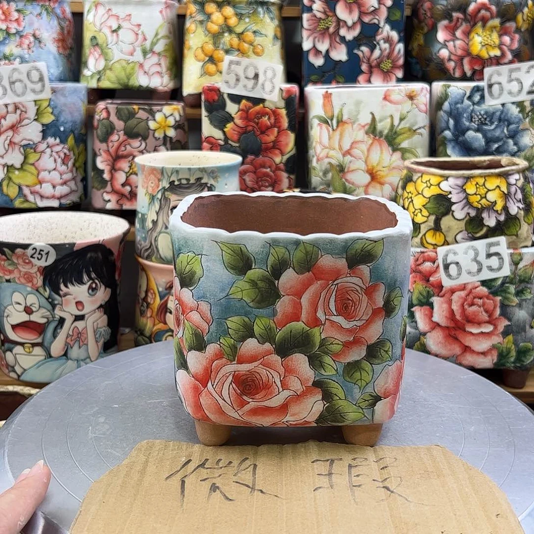 景德镇炫彩手绘景德镇陶瓷花盆