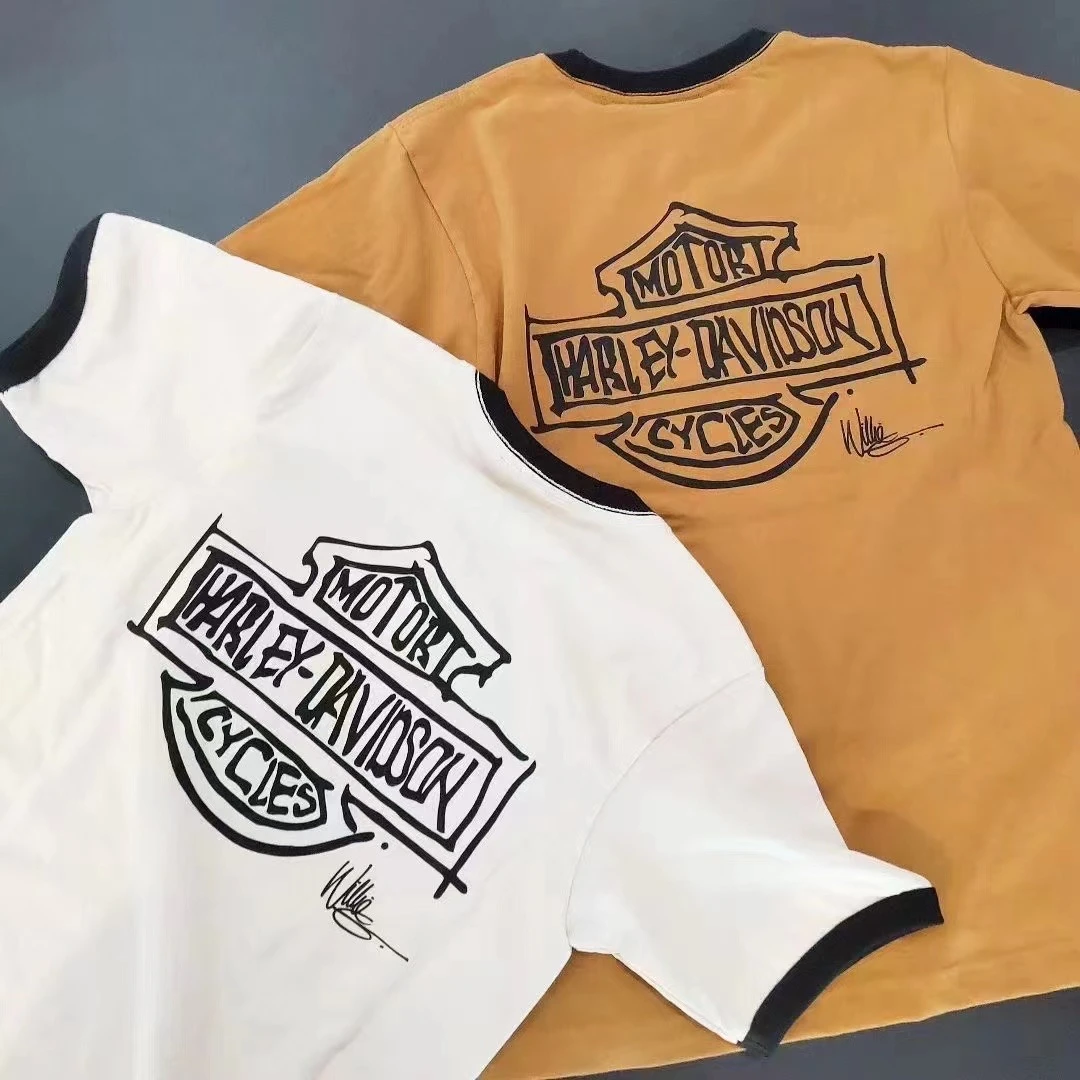 哈雷戴维森 WG签名拼色薄款夏季美式T恤