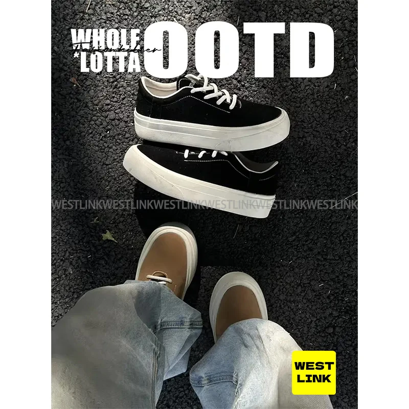 【双11好物】WesTlinK西遇男鞋流光风极简厚底增高百搭板鞋帆布鞋男