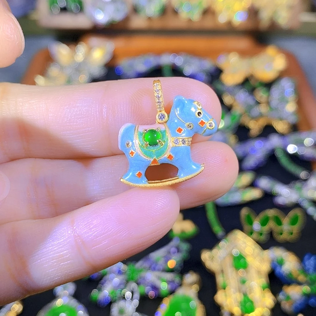 吊坠(不含链)银S925镶嵌翡翠