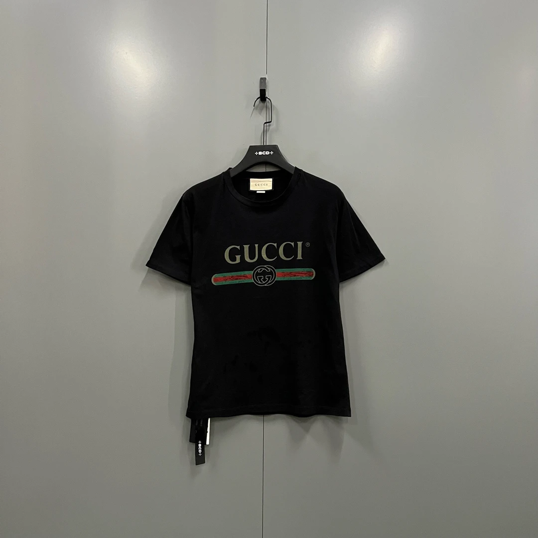 99新 GUCCI/古驰 h927 黑色腰带logo印花短袖 XS码/102899