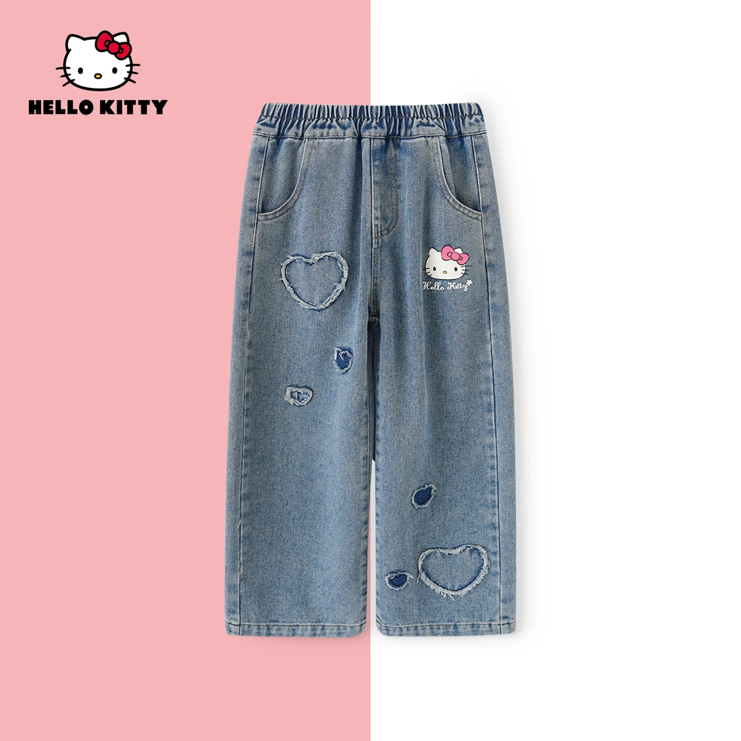 HelloKitty秋季新款女童简约休闲女宝可爱牛仔裤AC5324JM413 KT
