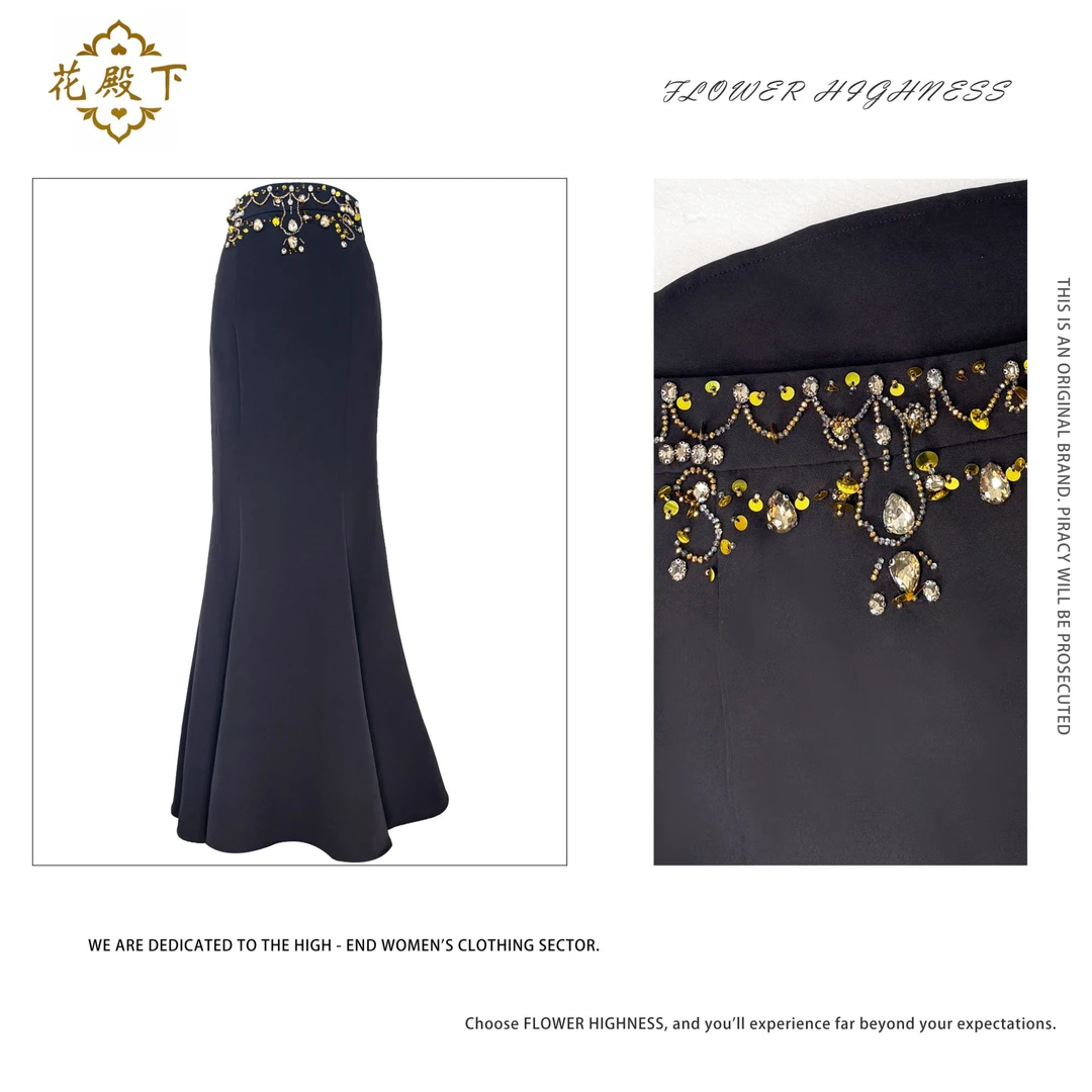 【25S璀璨千金】重工刺绣钉珠高定法式复古名媛优雅包臀高腰鱼尾裙