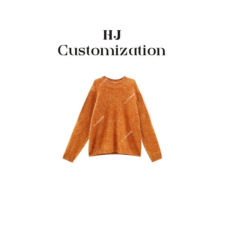 【郝洁】“日不落”时尚减龄气质百搭圆领显瘦花纱100%羊毛毛衣1386