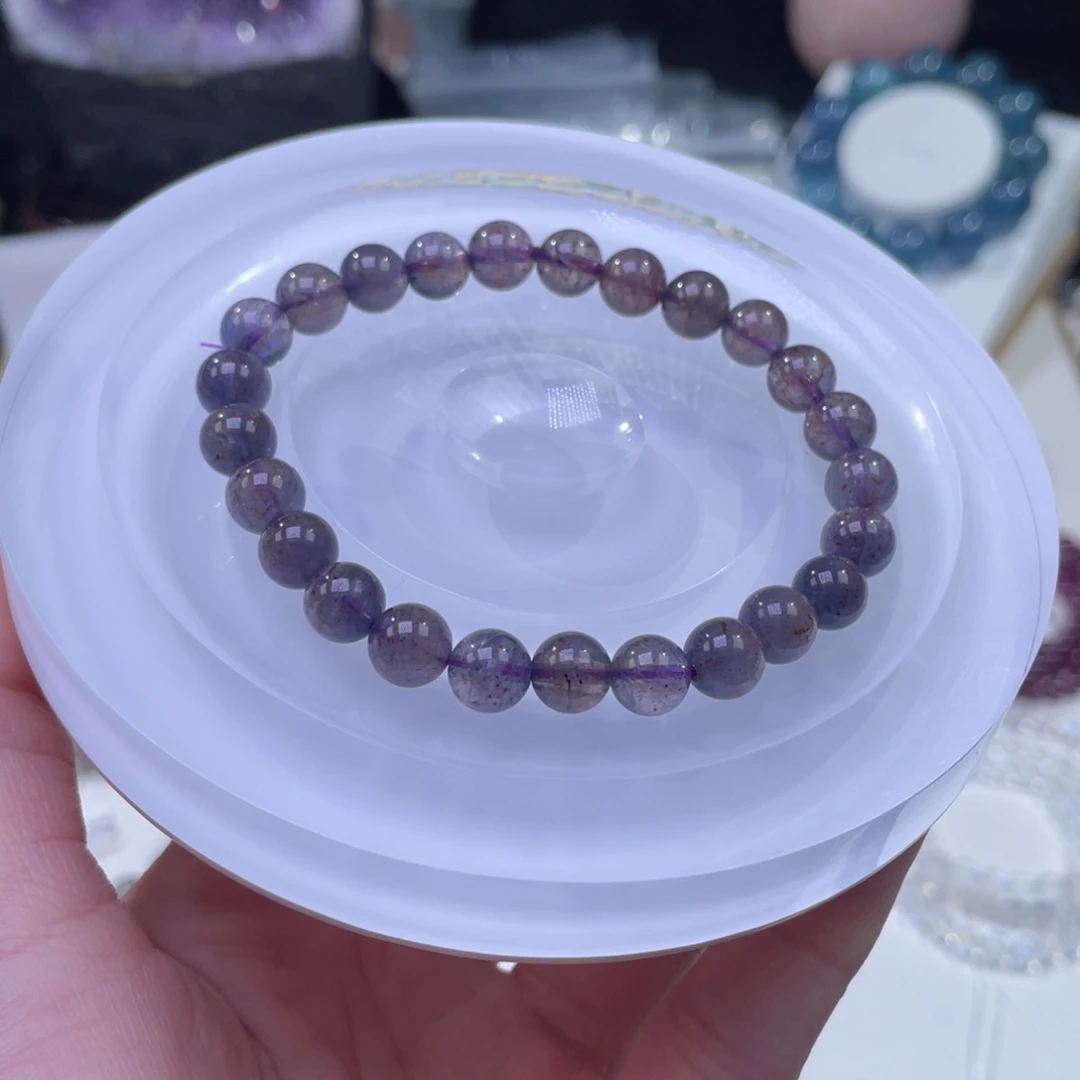 未镶嵌手链水晶透体血滴堇青石7+