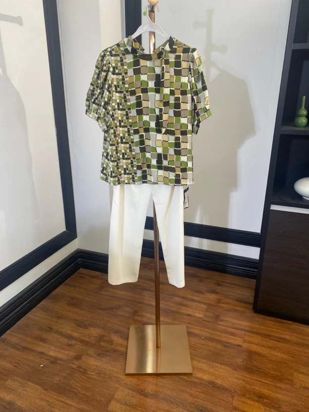 【H320绿色两件件裤时尚百搭休闲2025新款洋气款衣裤子套装女