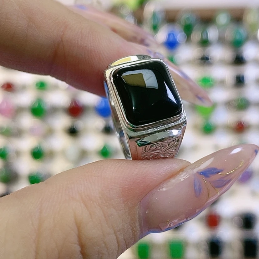 【闪购商品】玛瑙/玉髓戒指银S925镶嵌手**云