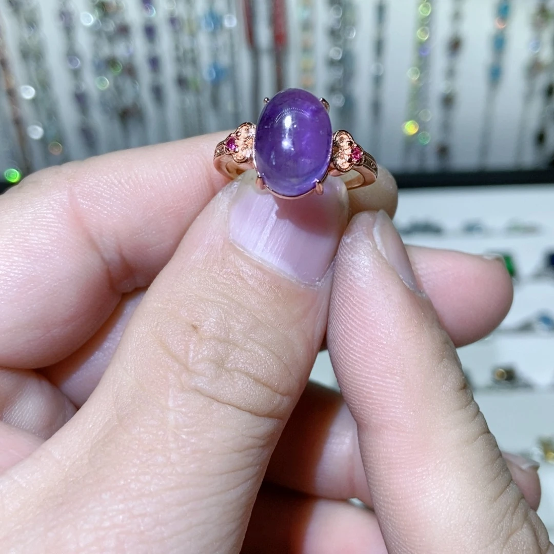 绿水晶戒指银S925镶嵌