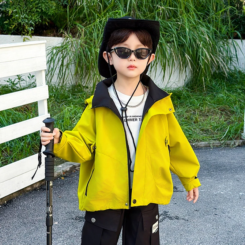 男童防风外套儿童2025春秋新款韩版百搭拉链衫中大童连帽休闲上衣