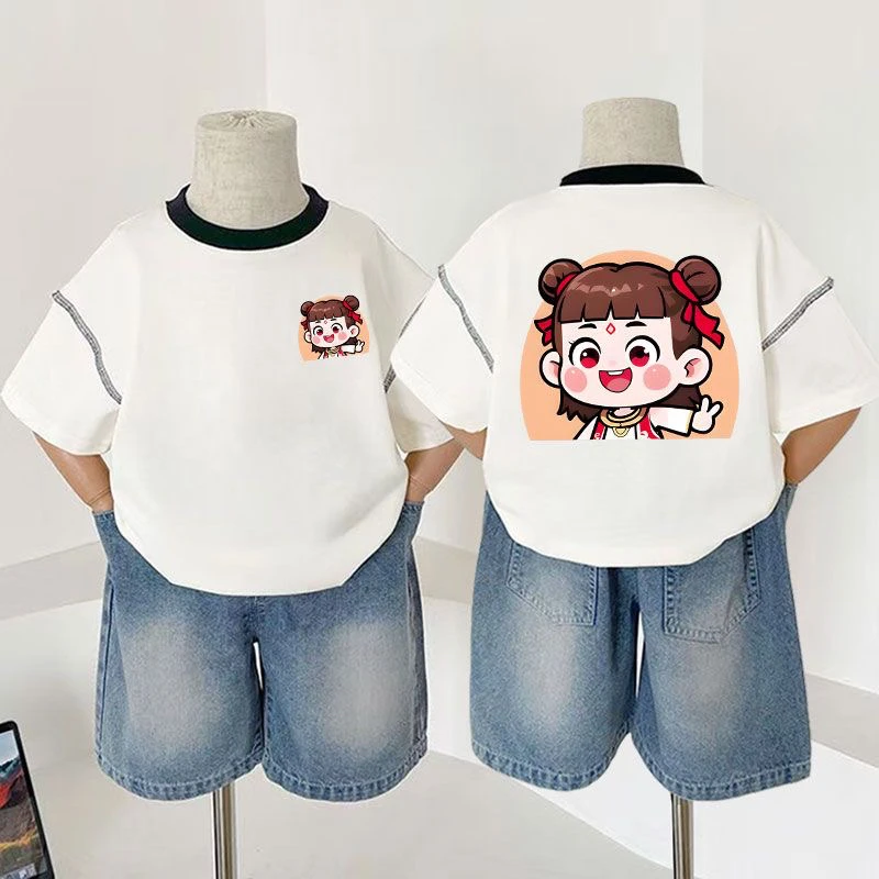 纯棉男童哪吒男女童短袖敖丙夏季儿童2025新款童装上衣T恤圆领