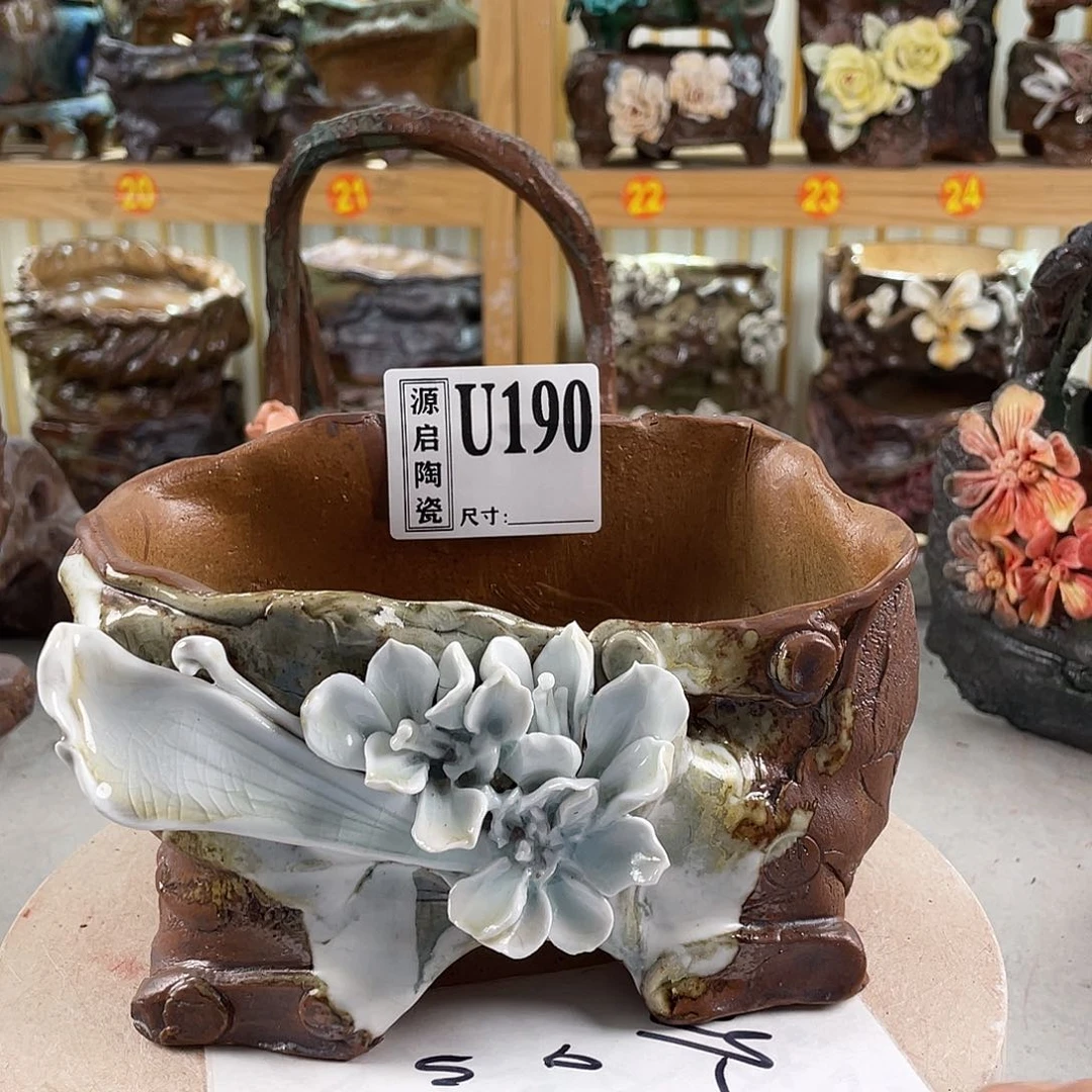 紫砂花盆景德镇陶瓷花盆190