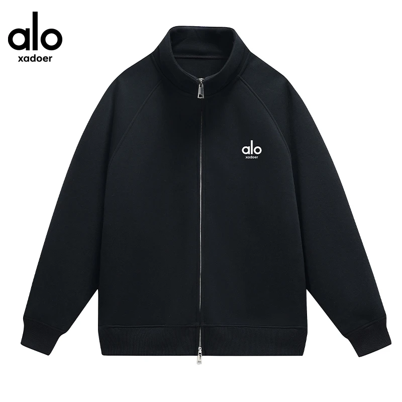 Aloxadoer春秋新款ins男女同款潮流休闲百搭立领开衫卫衣户外运动