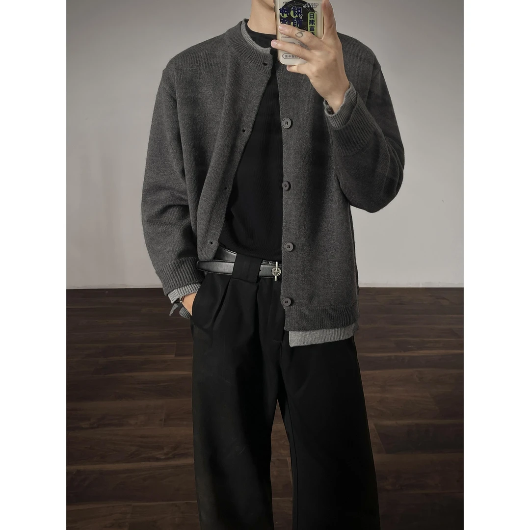 【奥莱断码】男士针织开衫毛衣外套男春秋季2025新款男装假两件毛线