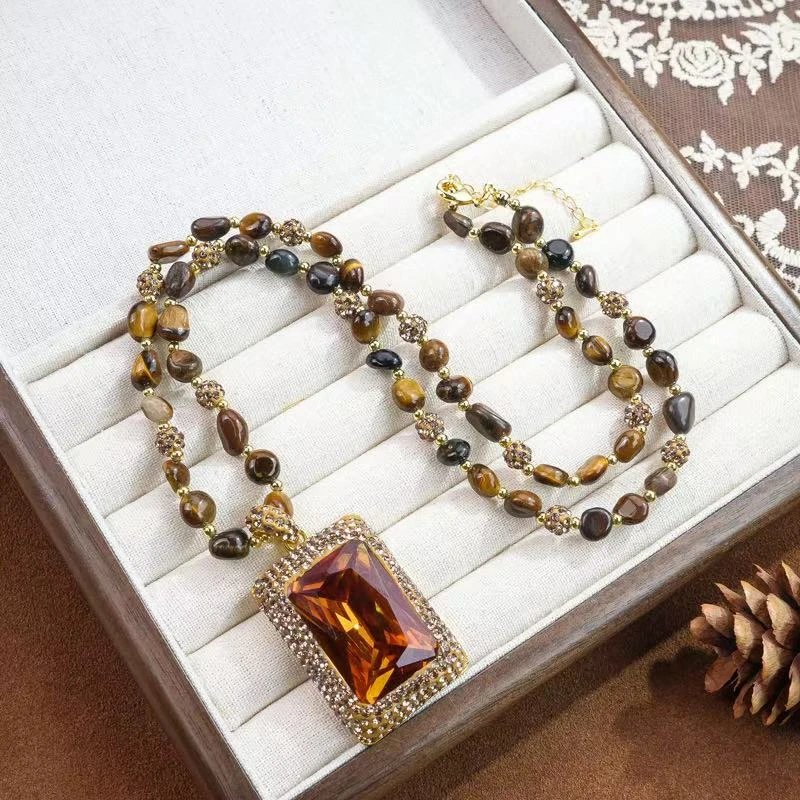 非金属珐琅项链 气质轻奢项链 纯手工编织长款毛衣链7240