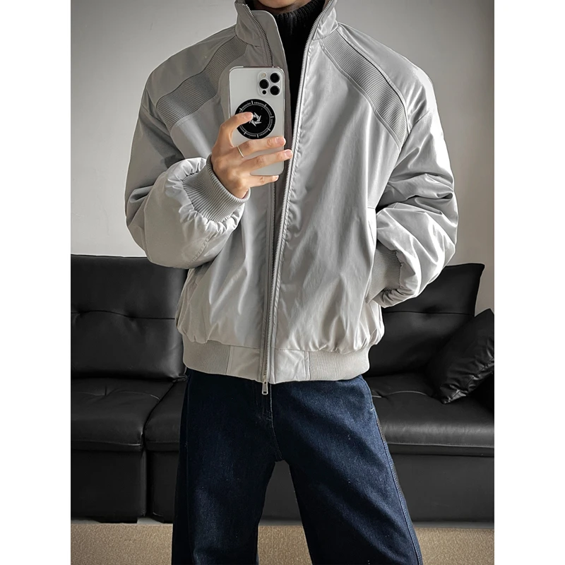 解构立领棒球服棉衣外套男秋冬季美式潮流情侣运动休闲飞行员棉服